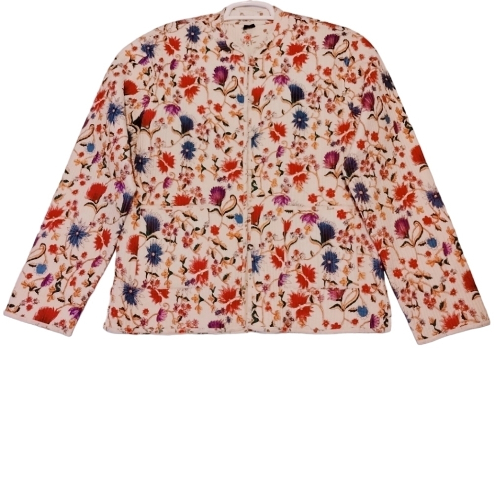I.T.F.‎ Reversible Floral Quilted Jacket Multicolored Sz S/M Granny